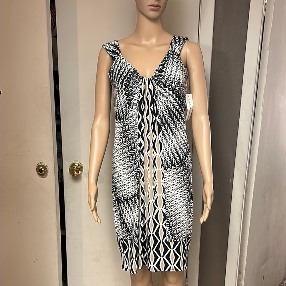 Maggy London Black and White Midi Dress